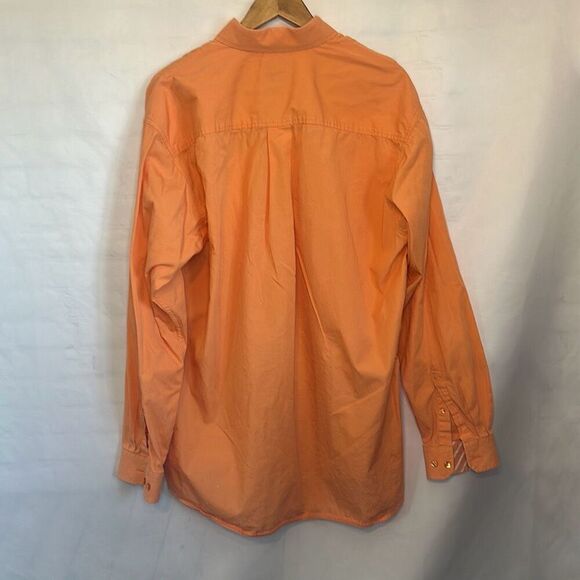 Cinch Mens Orange Long Sleeve Button Front Western Cowboy Cotton Shirt size L - Picture 3 of 6